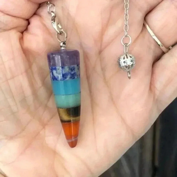 Rainbow Chakra Reiki Healing Stone Pendant Pendulum NWT - Picture 1 of 4